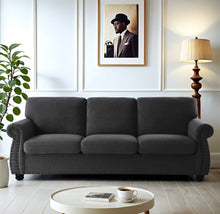 Load image into Gallery viewer, Soft Sofa, Upholstered 3 Seater Couch With High Density Foam, Loose Back Cushions And Turned Legs