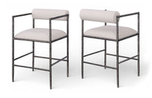 Load image into Gallery viewer, Axis - Linen Textured Beige Fabric Upholstered Counter Stool (Set of 2)