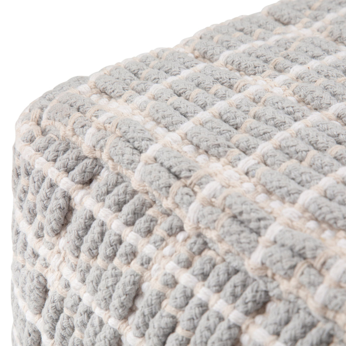 Noreen - Square Pouf - Light Blue / White - Ego Home Furniture