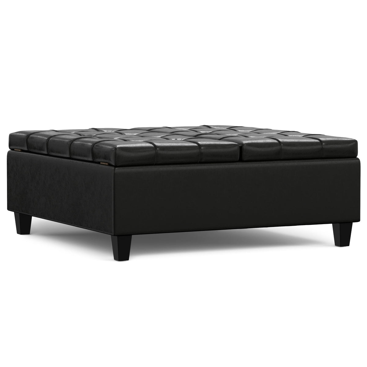 Harrison - Large Square Coffee Table Storage Ottoman - Black - Ego Home Furniture
