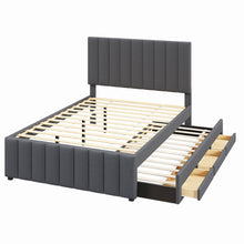 Load image into Gallery viewer, Upholstered Platform Bed With Twin Size Trundle And 3 Drawers