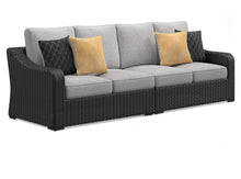 Load image into Gallery viewer, Beachcroft - 2-Piece Outdoor Loveseat with Cushion - Black / Light Gray