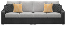 Load image into Gallery viewer, Beachcroft - 2-Piece Outdoor Loveseat with Cushion - Black / Light Gray