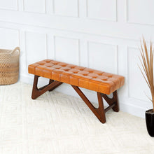 Load image into Gallery viewer, Mia - Bench With Buttons - Brown / Rustic