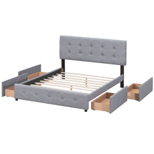 Load image into Gallery viewer, Upholstered Platform Bed With Classic Headboard And Drawers, No Box Spring Needed