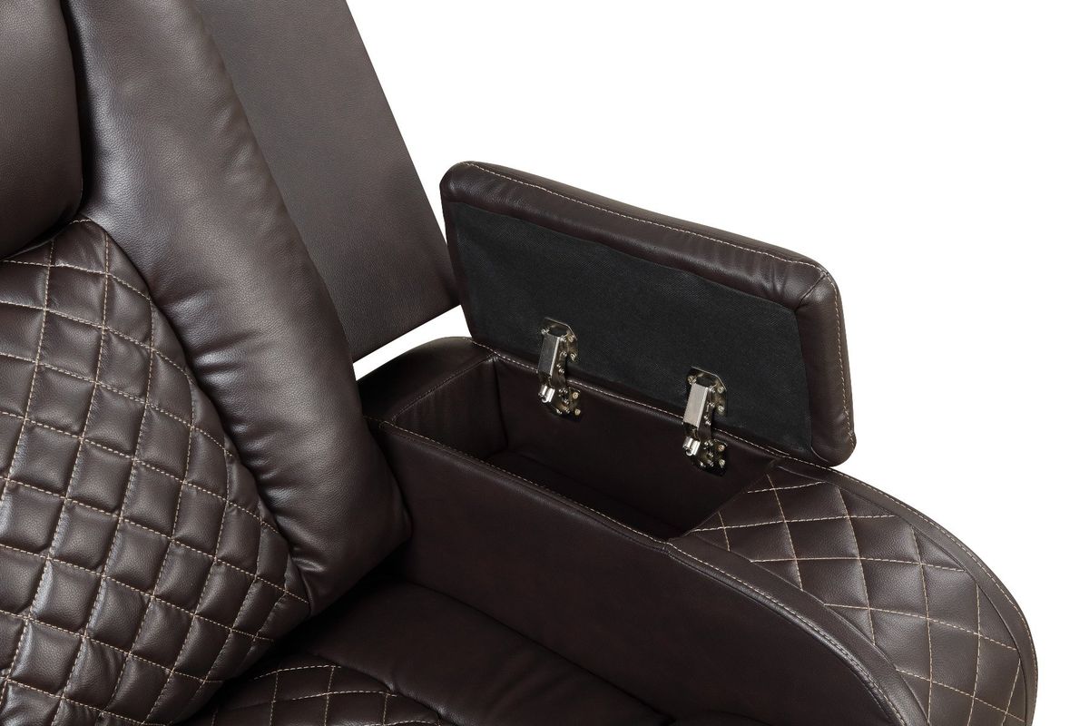 Galaxy Home Benz LED & Power Reclining Loveseat in Brown