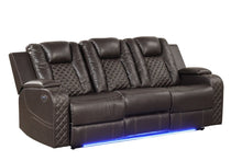 Load image into Gallery viewer, Galaxy Home Benz LED & Power Reclining Sofa in Brown