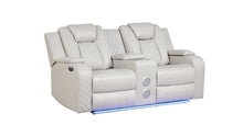 Load image into Gallery viewer, Galaxy Home Benz LED & Power Reclining Loveseat in Ice/ White image