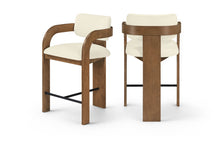 Load image into Gallery viewer, Cedra - Velvet Performance Fabric Upholstered Counter Stool - Brown Frame