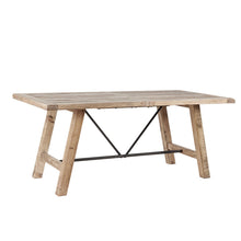 Load image into Gallery viewer, Rustic Dining Table With Metal Support - Natural