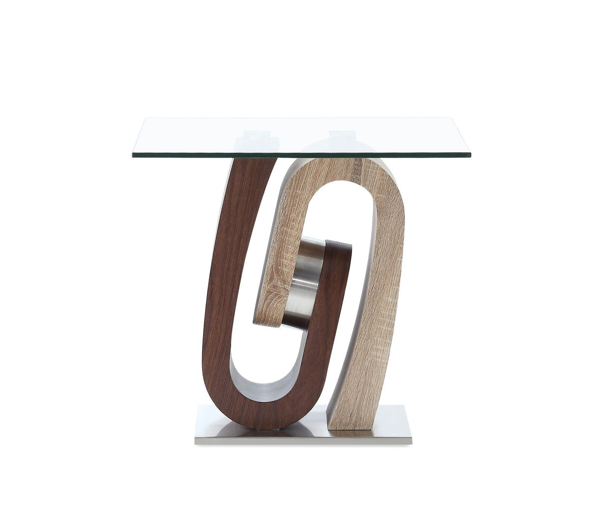 T4126 - End Table Base - Silver / Light Brown