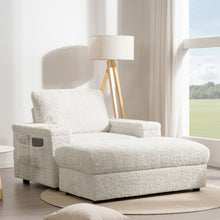 Load image into Gallery viewer, Oversized Chaise Lounge Indoor Rabbit Fur Sofa Bed With Storage Ottoman And Armrests Cup Holders With Deep Seat
