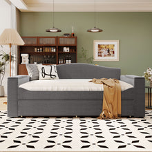 Load image into Gallery viewer, Upholstered Daybed With Storage Armrests, Trundle And Latest Integrated tooth Audio System