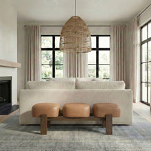 Load image into Gallery viewer, Woodcrest - Vegan Leather Upholstered Bench - Painted Brown Walnut Base