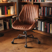 Load image into Gallery viewer, Brancaster - Aluminum Top Grain Leather Office Chair - Coffee