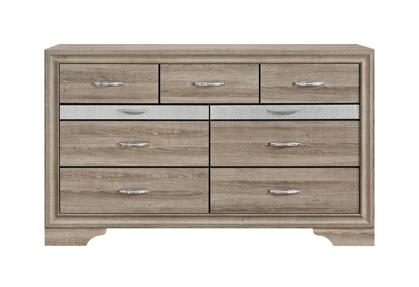 Seville - 5 Piece Full Bedroom Set (Bed, Dresser & Mirror, Nightstand, Chest) - Brown / Natural