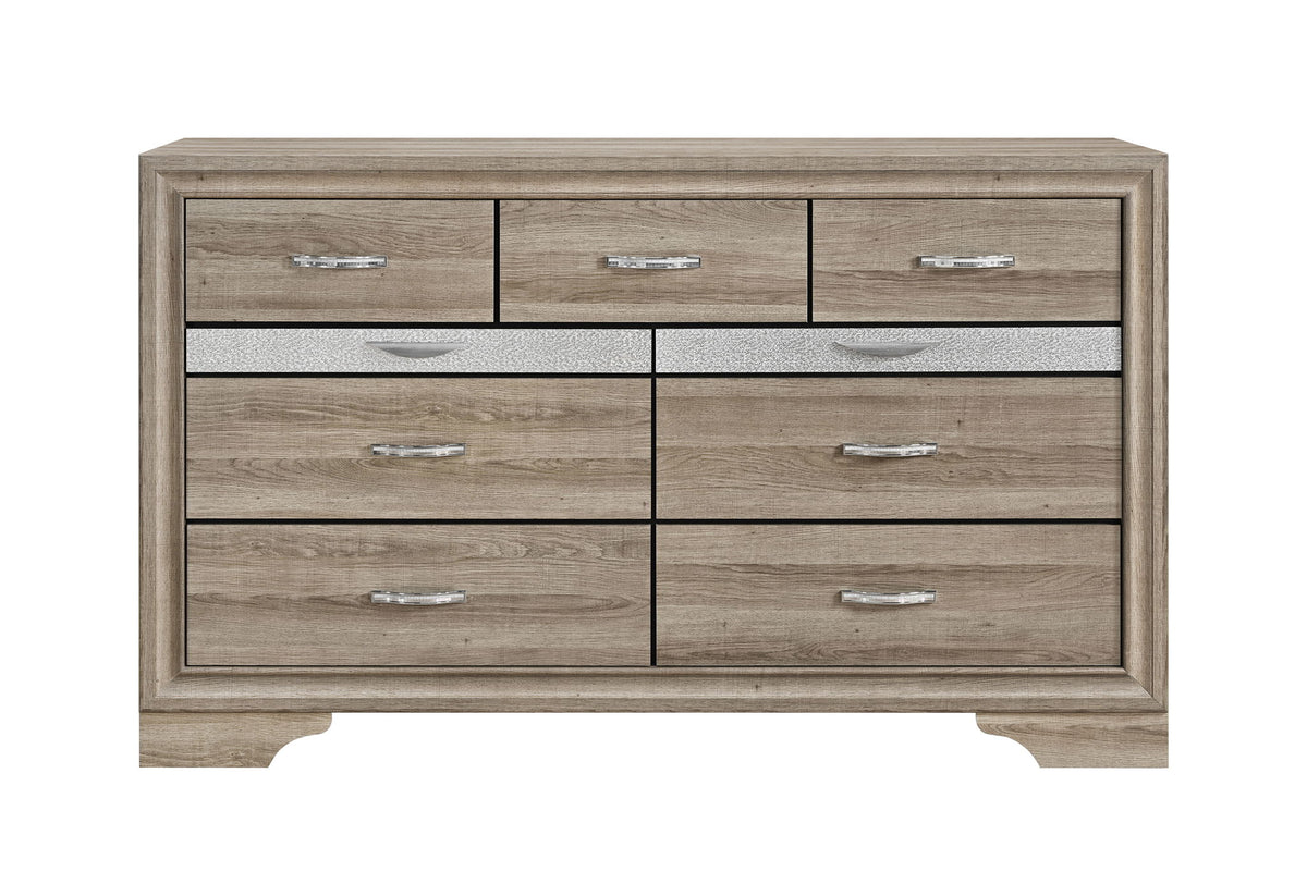 Seville - 5 Piece Queen Bedroom Set (Bed, Dresser & Mirror, Nightstand, Chest) - Natural