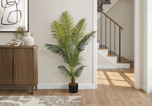 Load image into Gallery viewer, 57" Tall, Artificial Plant, Palm Tree, Indoor, Faux, Fake, Floor, Greenery, Potted, Real Touch, Decorative - Green / Black