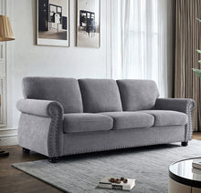 Load image into Gallery viewer, Soft Sofa, Upholstered 3 Seater Couch With High Density Foam, Loose Back Cushions And Turned Legs