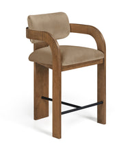 Load image into Gallery viewer, Cedra - Velvet Performance Fabric Upholstered Counter Stool - Brown Frame