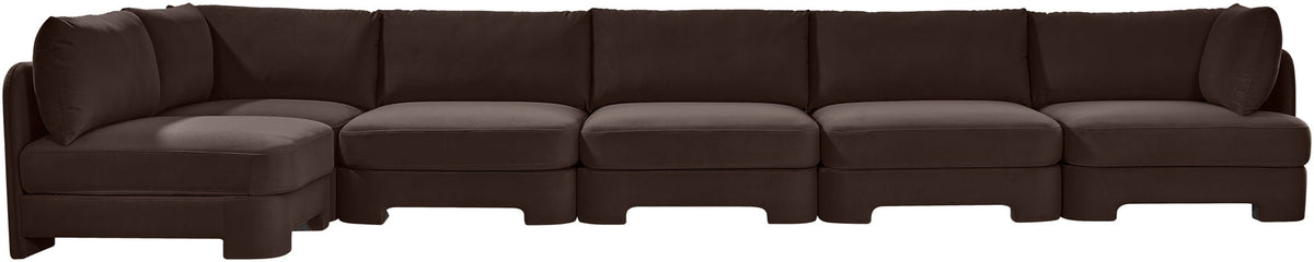 Hammond - Velvet Performance Fabric Upholstered 6 Piece L-Shaped Armless Sectional