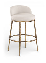 Load image into Gallery viewer, Ferro - Performance Fabric Upholstered Bar Stool - Antique Brass