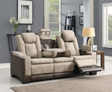 Load image into Gallery viewer, U78 - Power Reclining Sofa With Power Headrest, Reading Light, Magzine Pocket, Storage Arms / USB And Wireles Charger - Sand / Brown