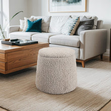 Load image into Gallery viewer, Elegant Round Storage Ottoman Upholstered