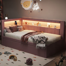 Load image into Gallery viewer, Upholstered Platform Bed With USB Ports And LED Belt