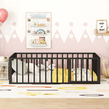 Load image into Gallery viewer, Metal Floor Bed Frame With Fence And Door
