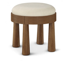Load image into Gallery viewer, Larea - Linen Textured Fabric Upholstered Ottoman - Walnut Base