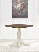 Load image into Gallery viewer, Wirloni - Round Dining Room Drop Leaf Table - Antique White / Brown