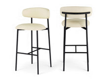 Load image into Gallery viewer, Lupita - Vegan Leather Upholstered Bar Stool (Set of 2) - Cream / Matte Black