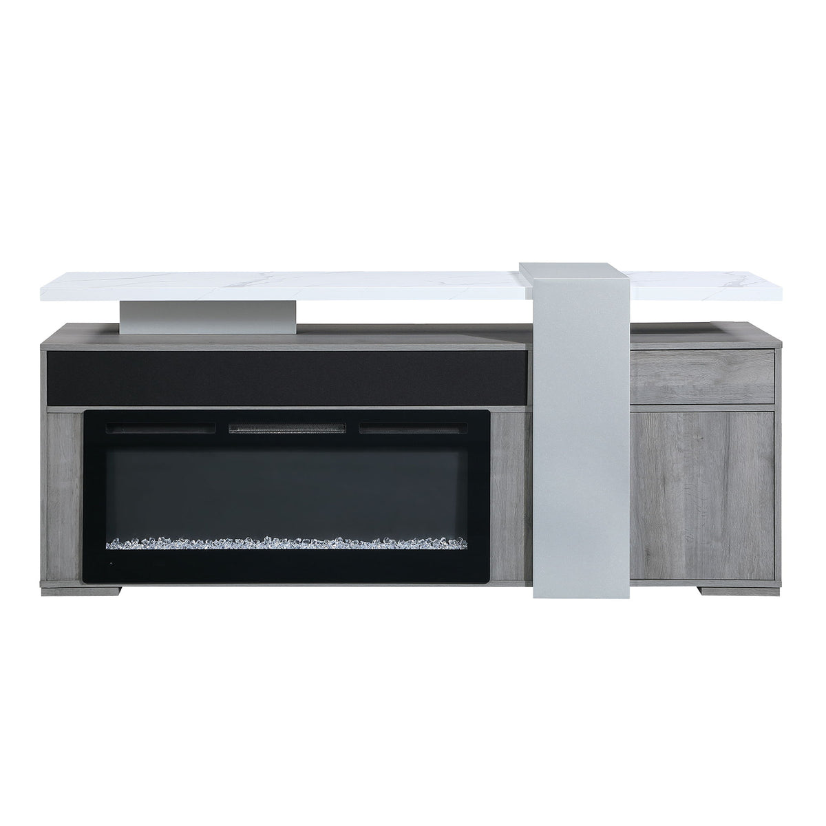 Zoro - 76" Entertainment Unit With Bluetooth Speaker - Dark Brown / White