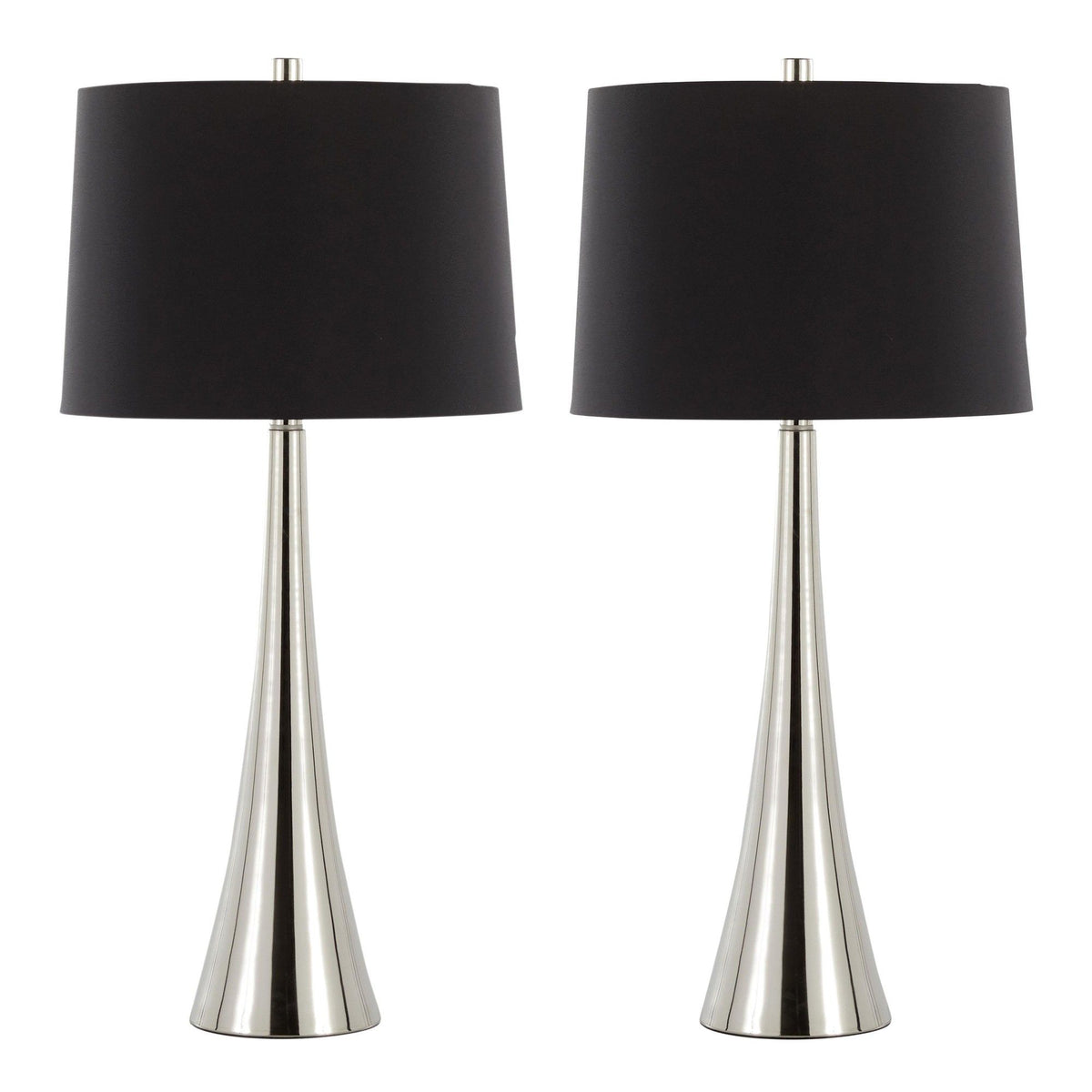 Diana - Contemporary Table Lamp (Set of 2) - Polished Nickel / Black Satin - Ego Home Furniture