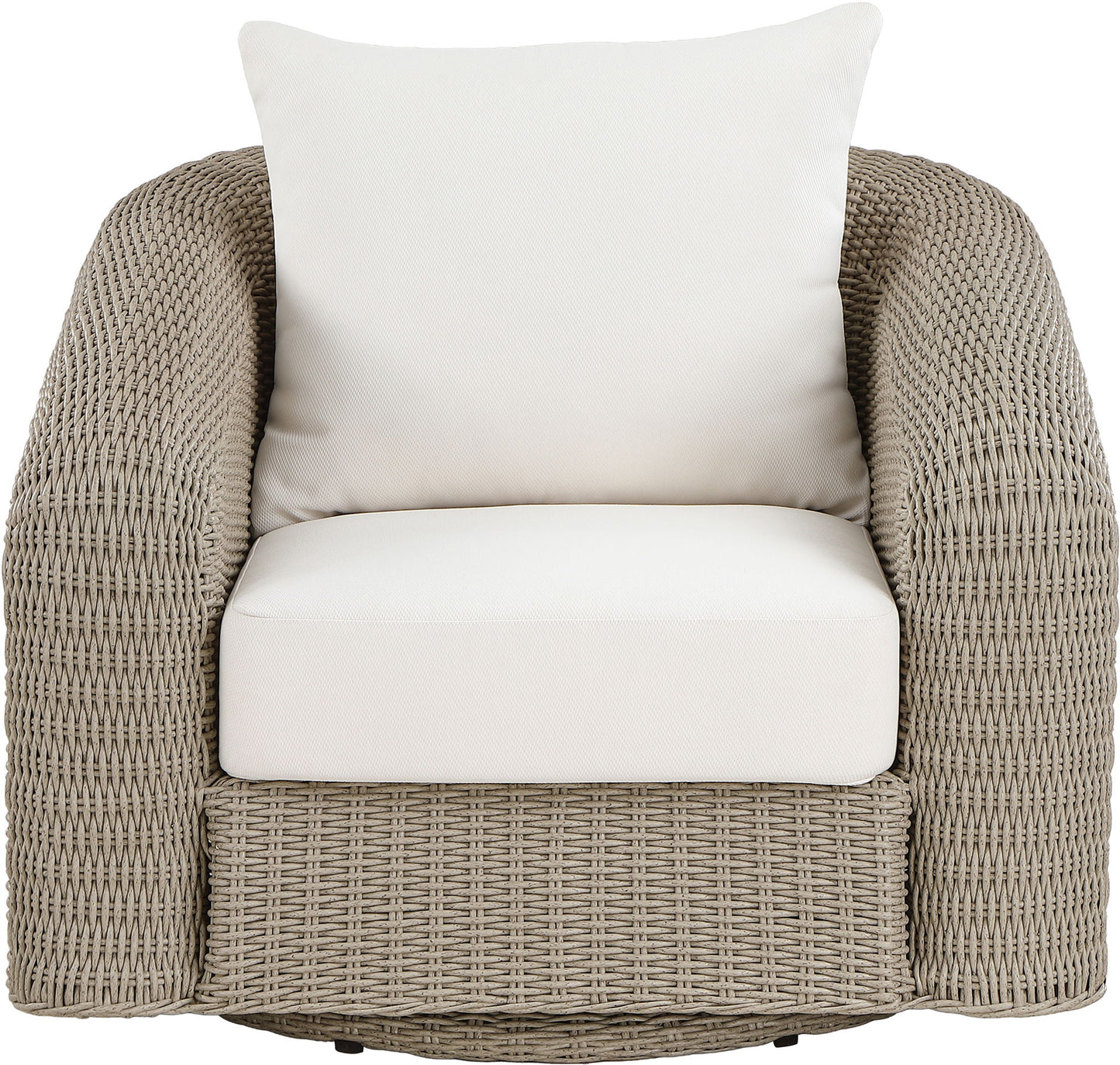 Seacrest - Olefin Water Resistant Fabric And Wicker Outdoor Patio Swivel Chair