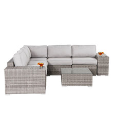 Load image into Gallery viewer, Modern Patio Rattan Sectional Set With Cushions