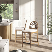 Load image into Gallery viewer, Leon - Arched Back & Upholstered Counter Stool (Set of 2) - Ivory White
