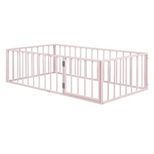 Load image into Gallery viewer, Metal Floor Bed Frame With Fence And Door