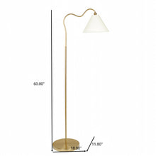 Load image into Gallery viewer, Majestic - Ring Base Curved Floor Lamp With Triangle Drum Shade - Gold / White