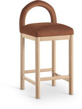 Load image into Gallery viewer, Conrad - Velvet Counter Stool With Natural Legs