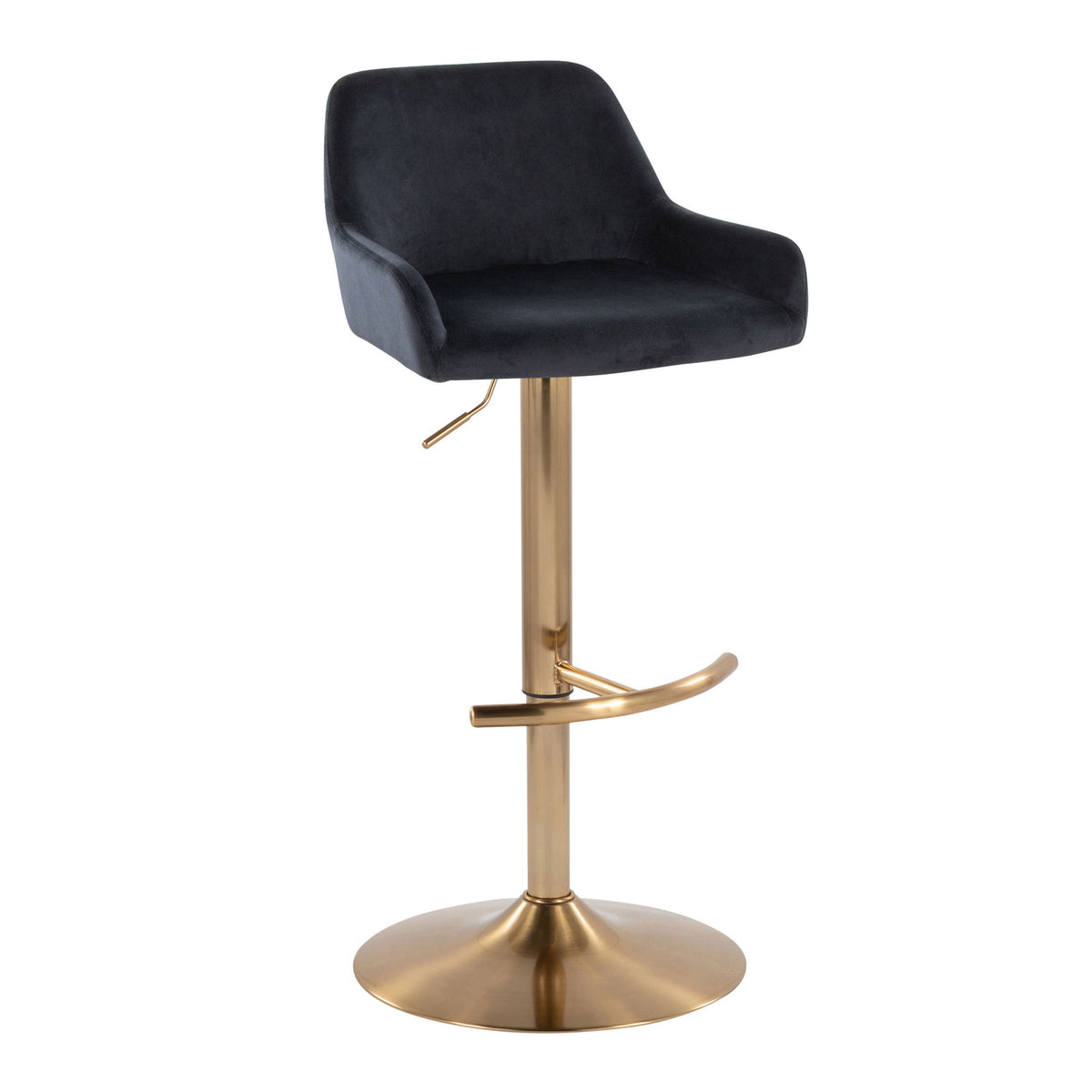 Daniella - Contemporary Adjustable Barstool With Swivel With Rounded T Footrest (Set of 2) - Ego Home Furniture