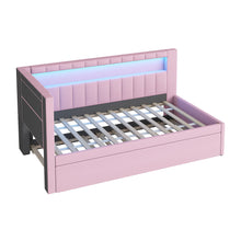 Load image into Gallery viewer, Upholstered Platform Bed With USB Ports And LED Belt