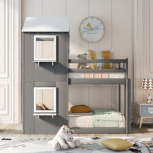 Load image into Gallery viewer, Bunk Bed Wood Bed & Roof, Window, Guardrail, Ladder