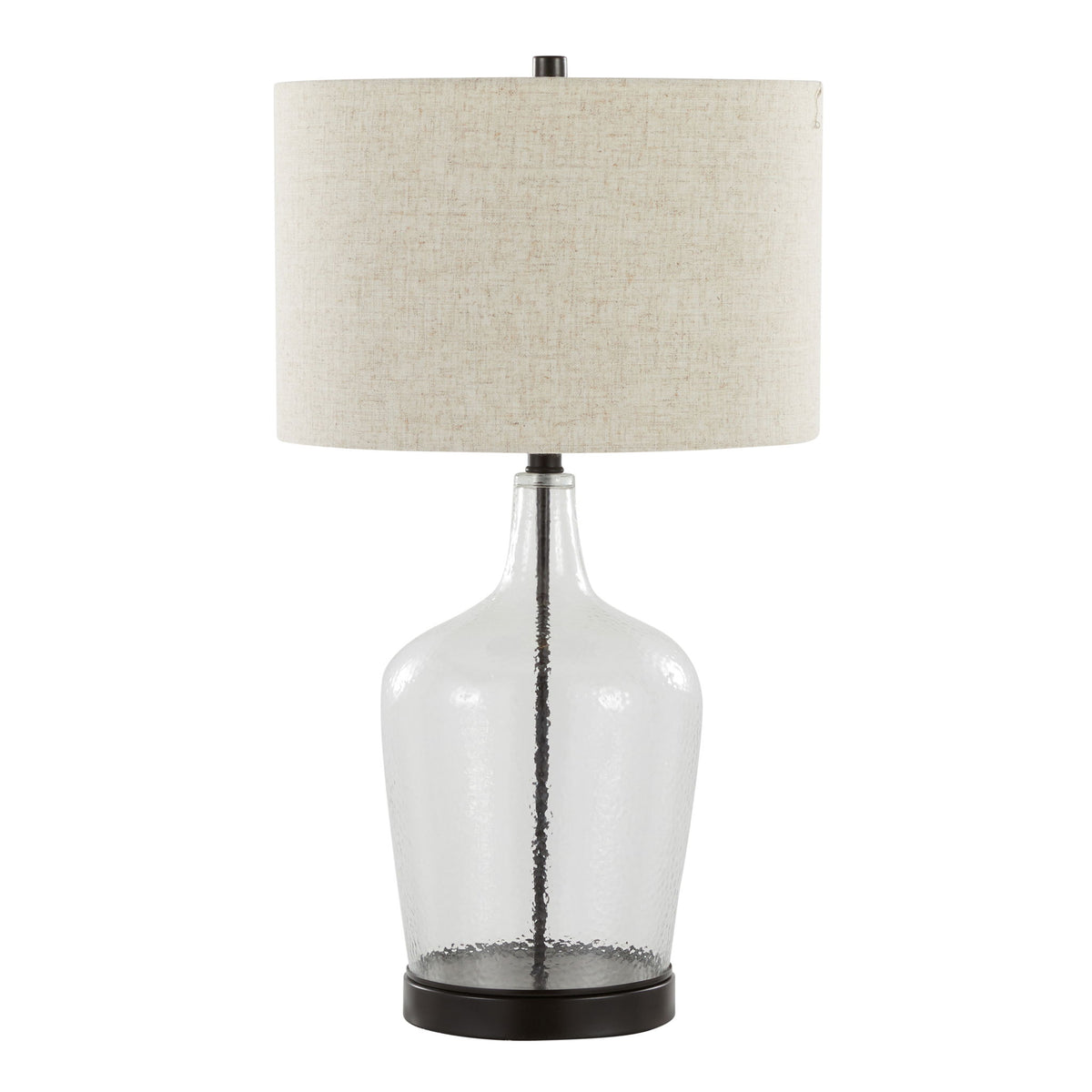 Botella - Contemporary Table Lamp Built In USB Port (Set of 2) - Clear / Oil Bronze / Natural - Ego Home Furniture