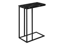 Load image into Gallery viewer, Accent Table, C - Shaped, Marble Look Modern Design - Black