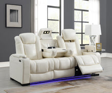 Load image into Gallery viewer, U94 - LED Power Reclining With Power Headrest, Bluetooth Speaker, And Drop Down Table Loveseat - White