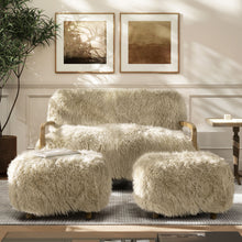 Load image into Gallery viewer, Enchante - Sheepskin Accent Loveseat - Taupe / Natural