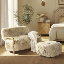 Load image into Gallery viewer, Enchante - New Zealand Sheepskin Rectangular Accent Ottoman - Taupe / Natural