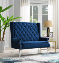 Load image into Gallery viewer, D2095 - High Back Velvet Wing Bench With Acrylic Legs